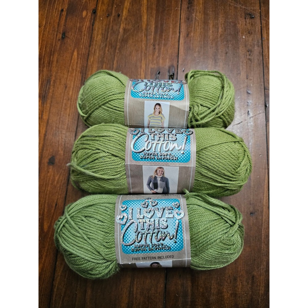Hobby Lobby I Love This Cotton Yarn 40 Sage Green 3 Skeins Lot 180 Yards Each